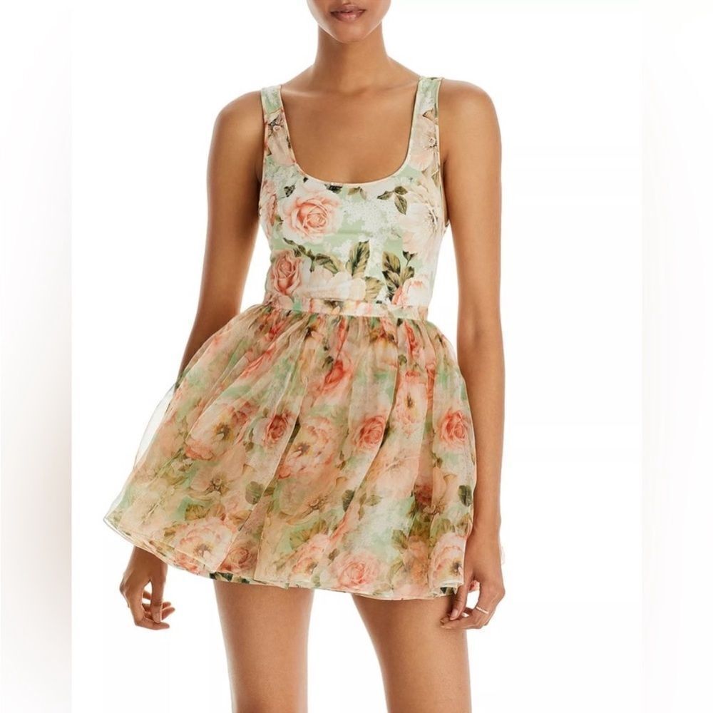 NWT Alice + Olivia Chara Sleeveless Scoop Neck Mini Morningside Floral $495 - Picture 3 of 9